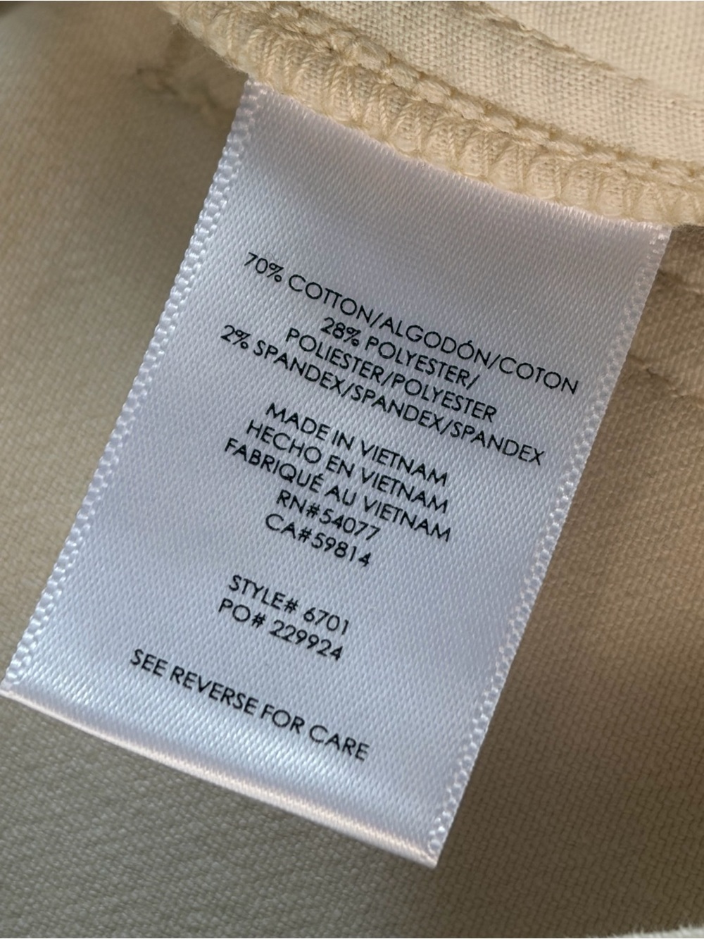 cabi #6701 Soho Jean (cream). Size 4. - Picture 4 of 9